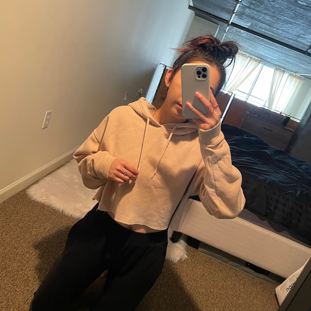 Nude cropped hoodie